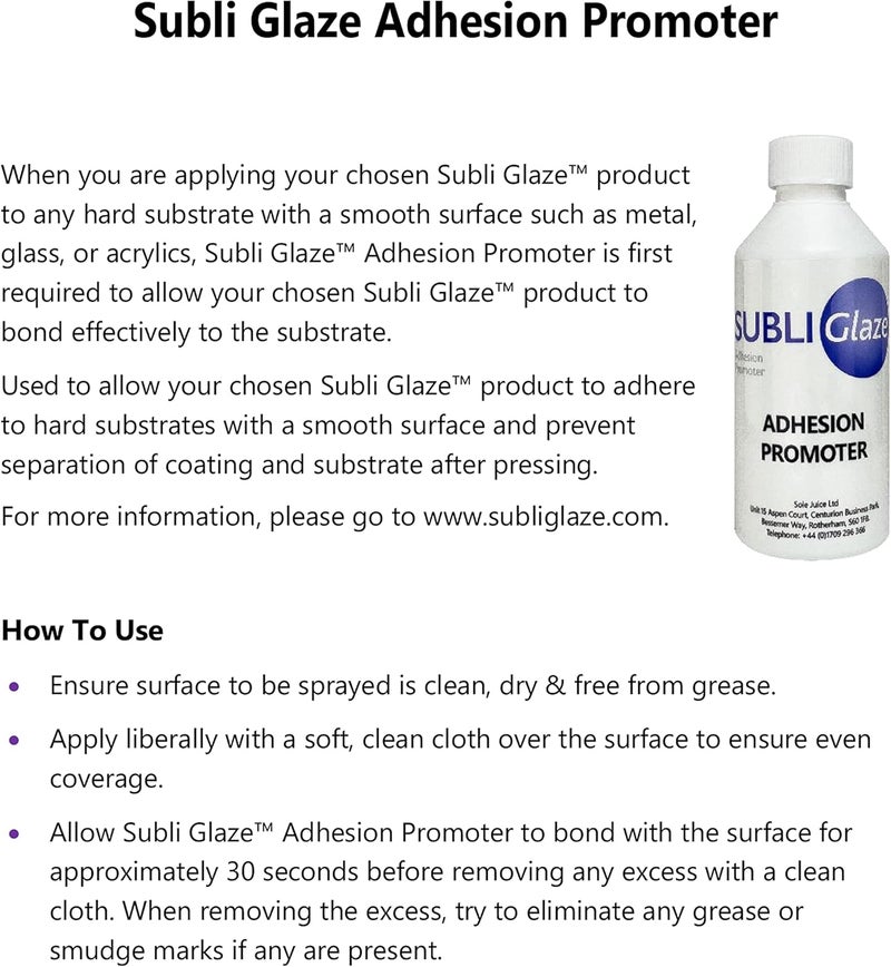 Heat Transfer Source Adhesion Promoter Coating Subli Glaze is The only do-it-Yourself Sublimation Coating Solution Designed to Enable Sublimation Decoration on a Wide Range of Surfaces - Image 1